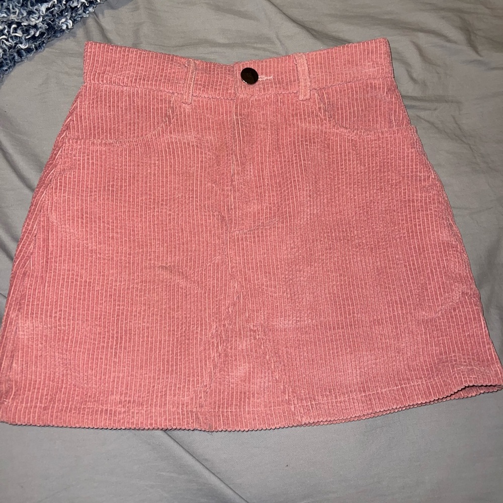 Pink corduroy mini skirt